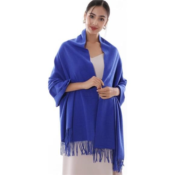 Large Warm Soft Scarves Royal Blue - Picture 5 of 7